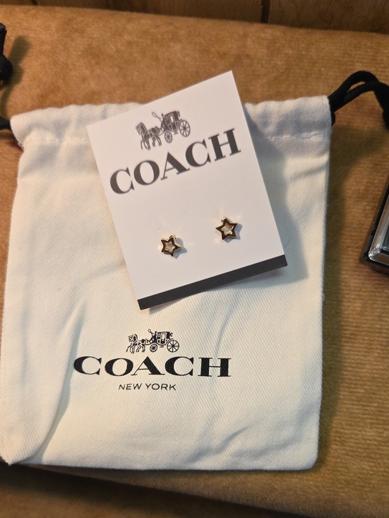 Coach Jewelry - Coach Gold Star Stud Earrings with Black Coach Compact
